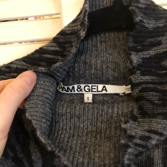 Pam & Gela Ocelot Mock Neck Dress Grey - Picture 14 of 14